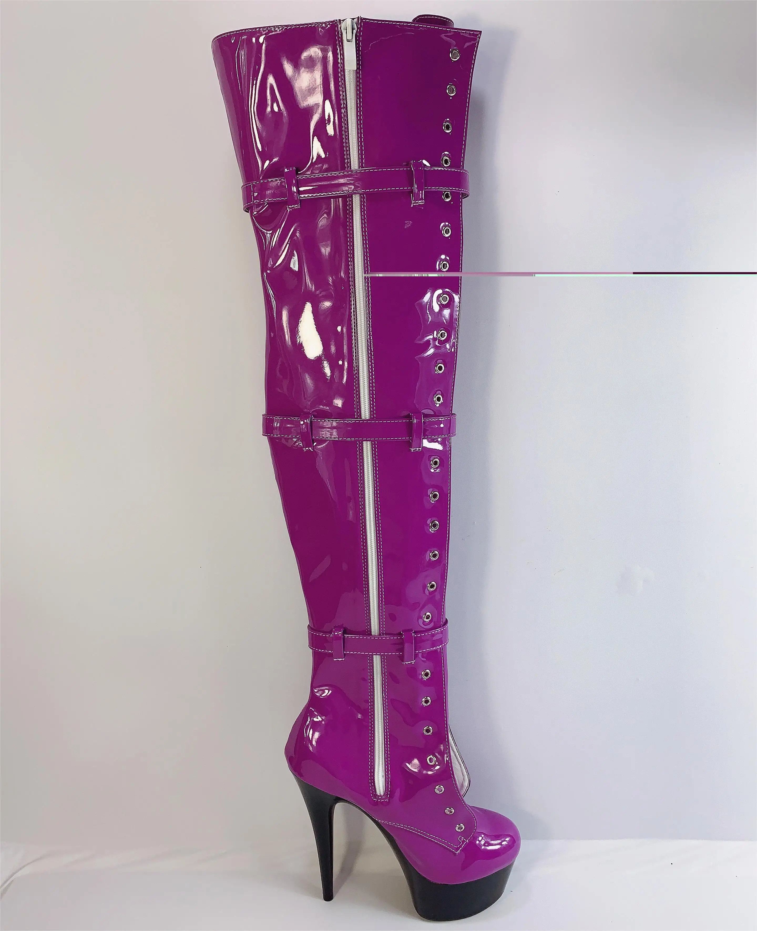 Cool purple stylish 15-23cm heels, pole dancing performance/modeling boots, sexy over-the-knee boots