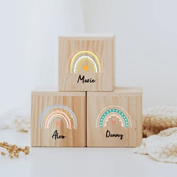 Personalized Rainbow Money Box Baby Birth Gift Children Wooden Money Box with Name Customized Piggy Bank Baptism Gift