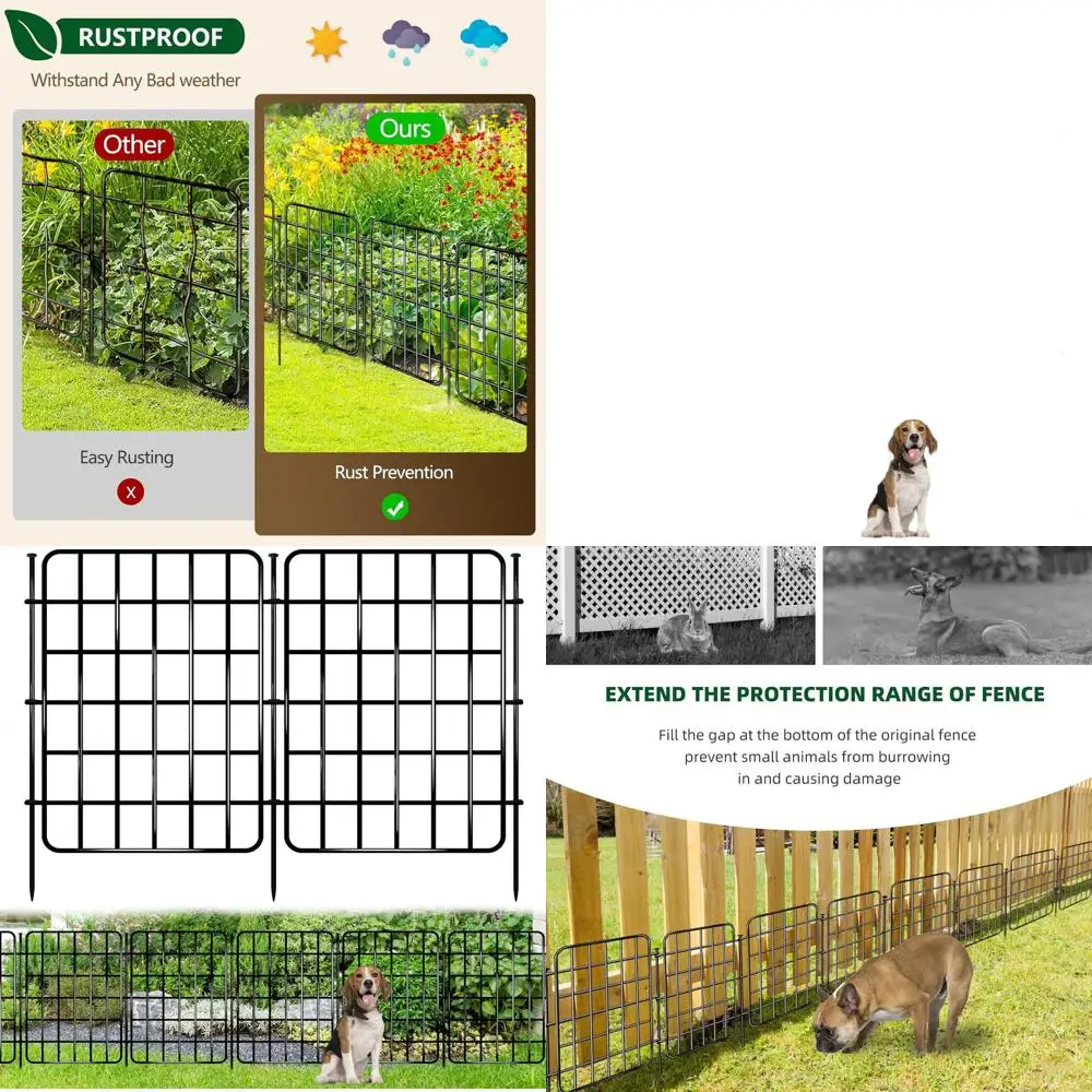 

30ft x 22in Rust-Resistant Metal Garden Fence, 28-Panel Pet-Proof Decorative Border with Ground Stakes for Outdoor Yard and Pati