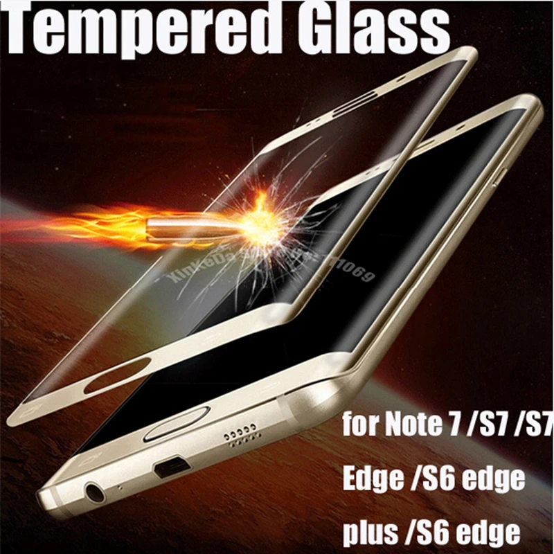 

100PCS/LOT Wholesale HD 3D Curved Tempered Glass Screen Film For Samsung Galaxy Note 7 S7 edge/S7/S6 edge/ S6 edge plus DHL Free