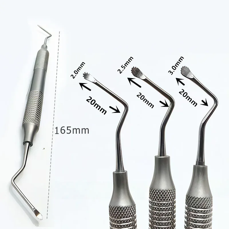 3Pcs/Set  Dental Curette Stainless Steel Implant Maintenance Tools for Dentist Gracey & Jagged Surgical Bone Curette Scaler