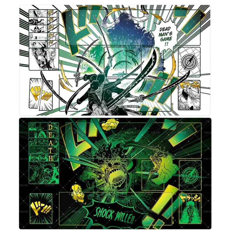 Tapete de Juego OPCG One Piece Roronoa Zoro DIY para un Jugador, Coleccionable, con Borde Cosido de 2mm, Trafalgar Law, Tapete de Goma para Juegos de Mesa, Regalo