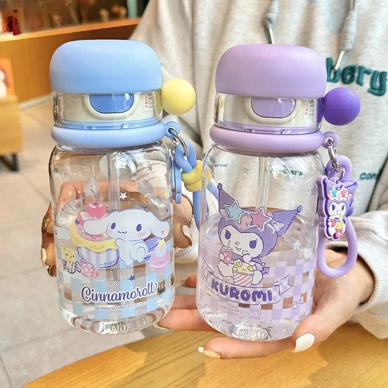 X&W Sanrio Kuromi Water Cup 660ml Cartoon Kawaii Tritan Straw Cup Summer Outdoor Travel Leakproof Water Bottle for Student& Kids