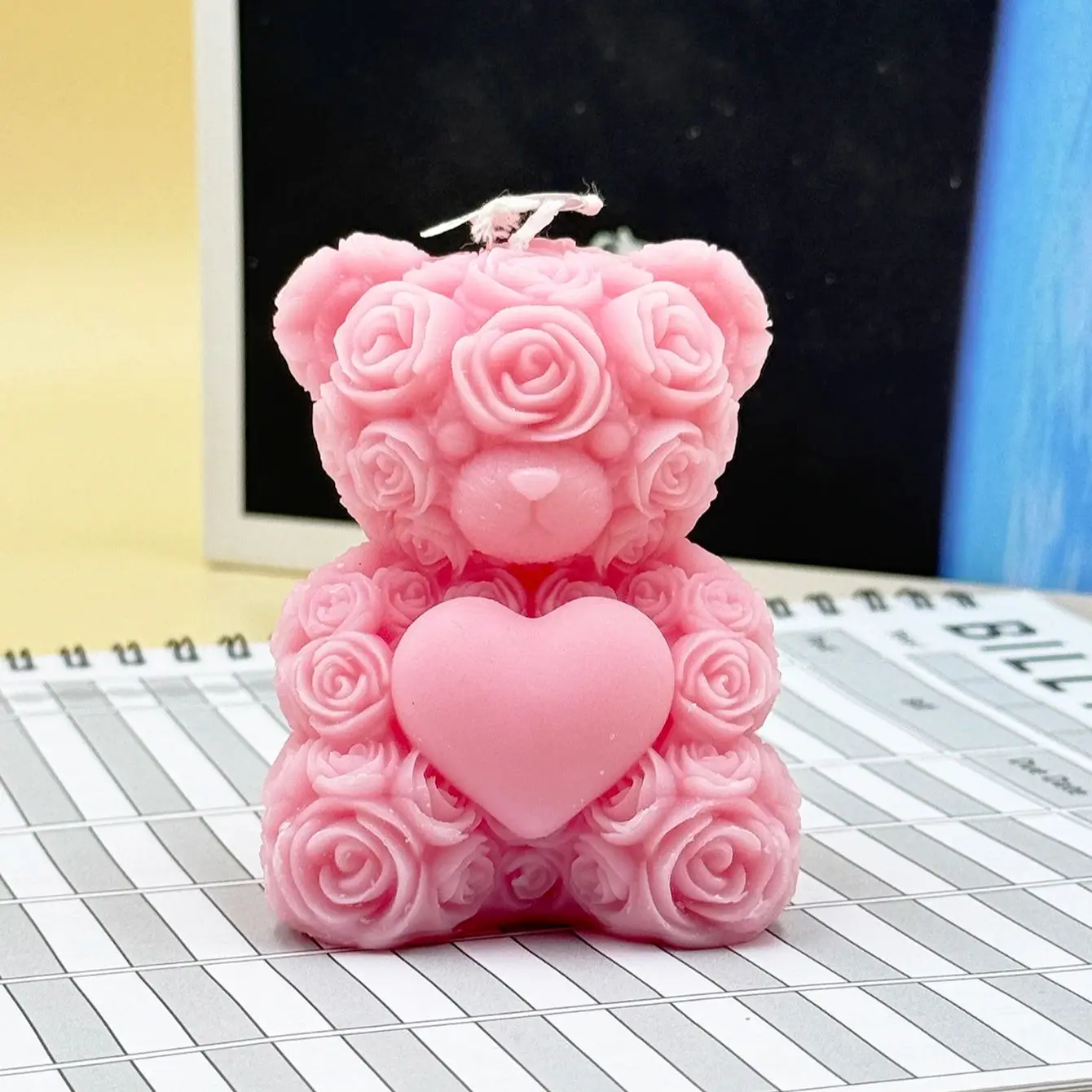 1 Stück Rosen-Bär Duftkerze Romantische Herzförmige Sojawachs-Kerze für Heimdekoration, Valentinstag-Geschenk, Hochzeitsparty-Dekoration