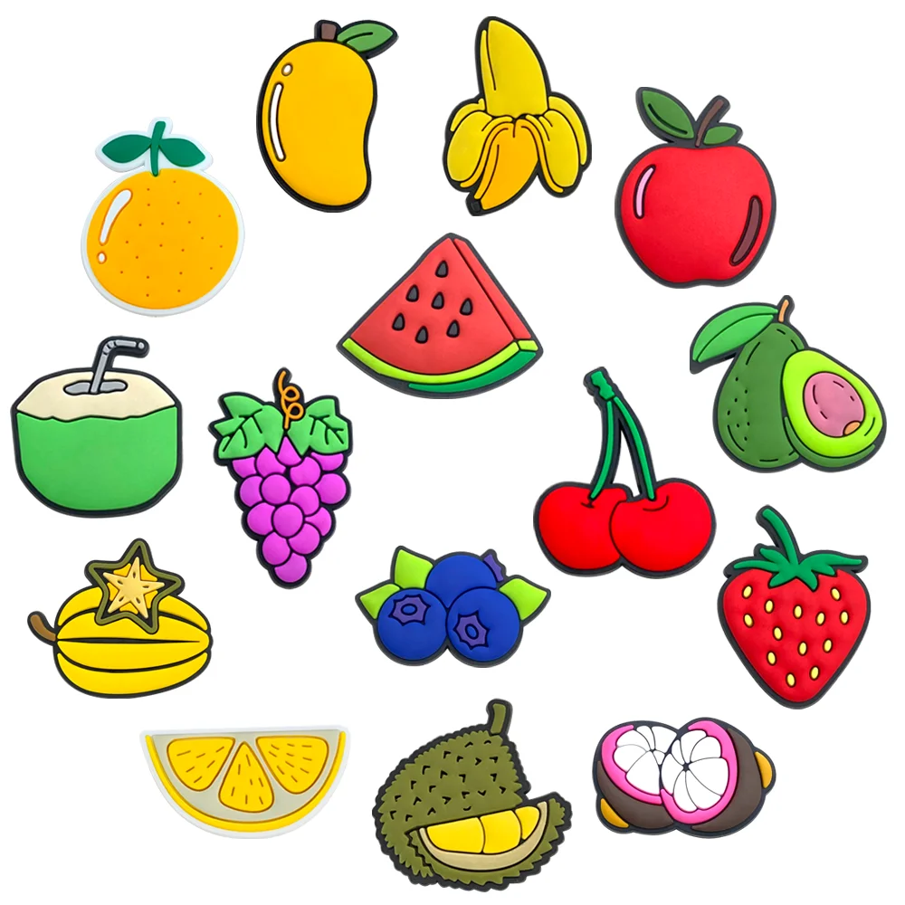15Pcs Fruit series Shoe Charms for Sandals, PVC Shoe Decorations Accessories For Christmas Birthday Gift Party