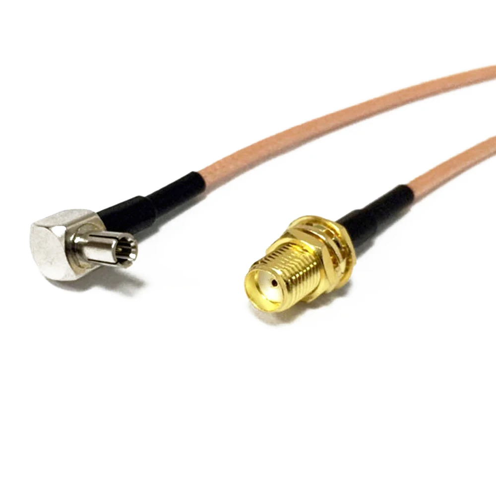 موصل تجعيد بزاوية قائمة ، مقبس رأس عروة أنثى SMA إلى TS9 ذكر ، ضفيرة محورية RF ، سلك jper لـ ZTE ، جهاز توجيه wi-fi 4G ، 1