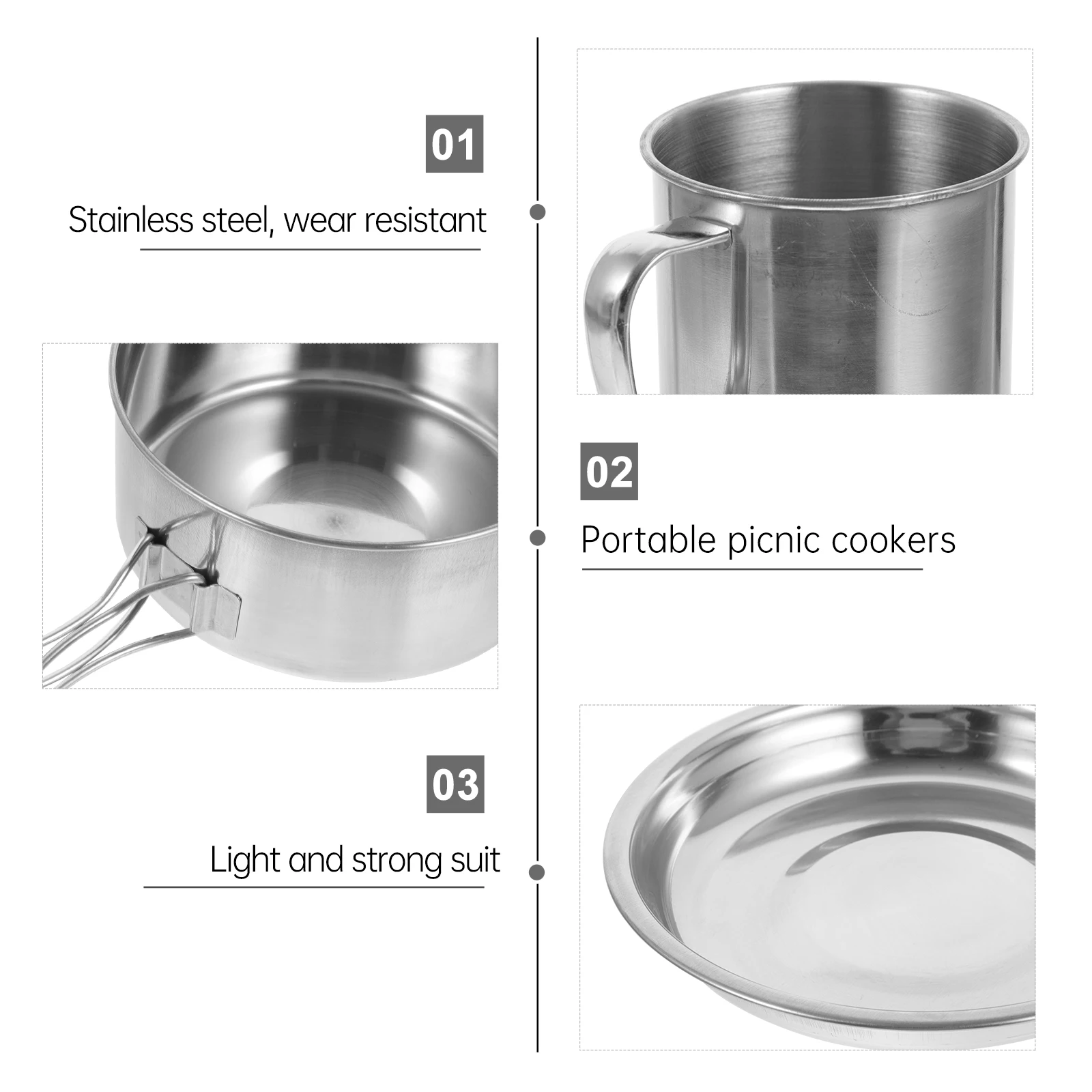

1 set Outdoor Camping Cookware Set Foldable Handle Durable Cooking Pot for Picnic Hiking BBQ Lightweight Wear Resistant Easy