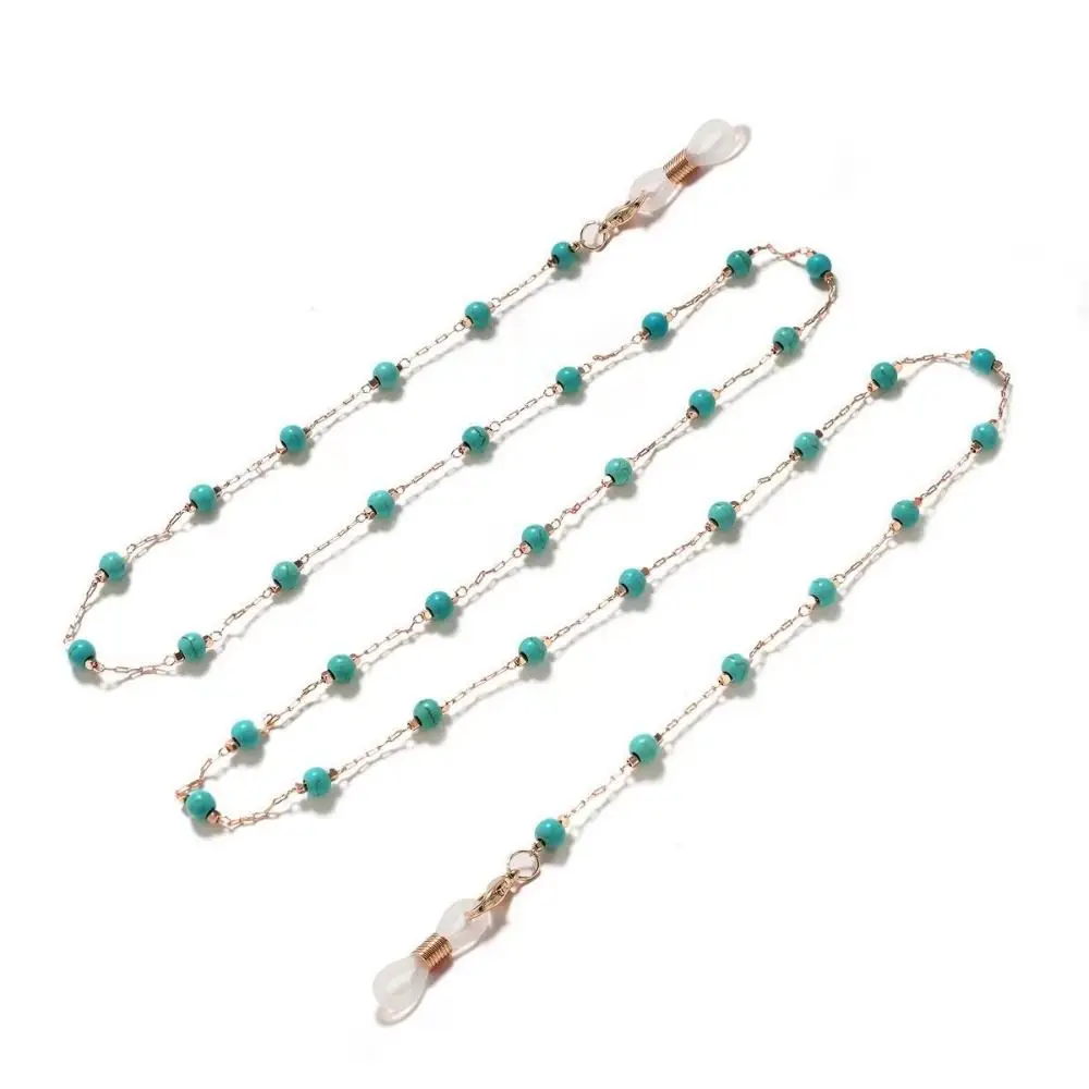 Turquoise Beads Glasses Chain Beaded Anti-Lost Eyeglass Holder Necklace Hanging Neck Neck Strap Glasses Holder Strap Chain