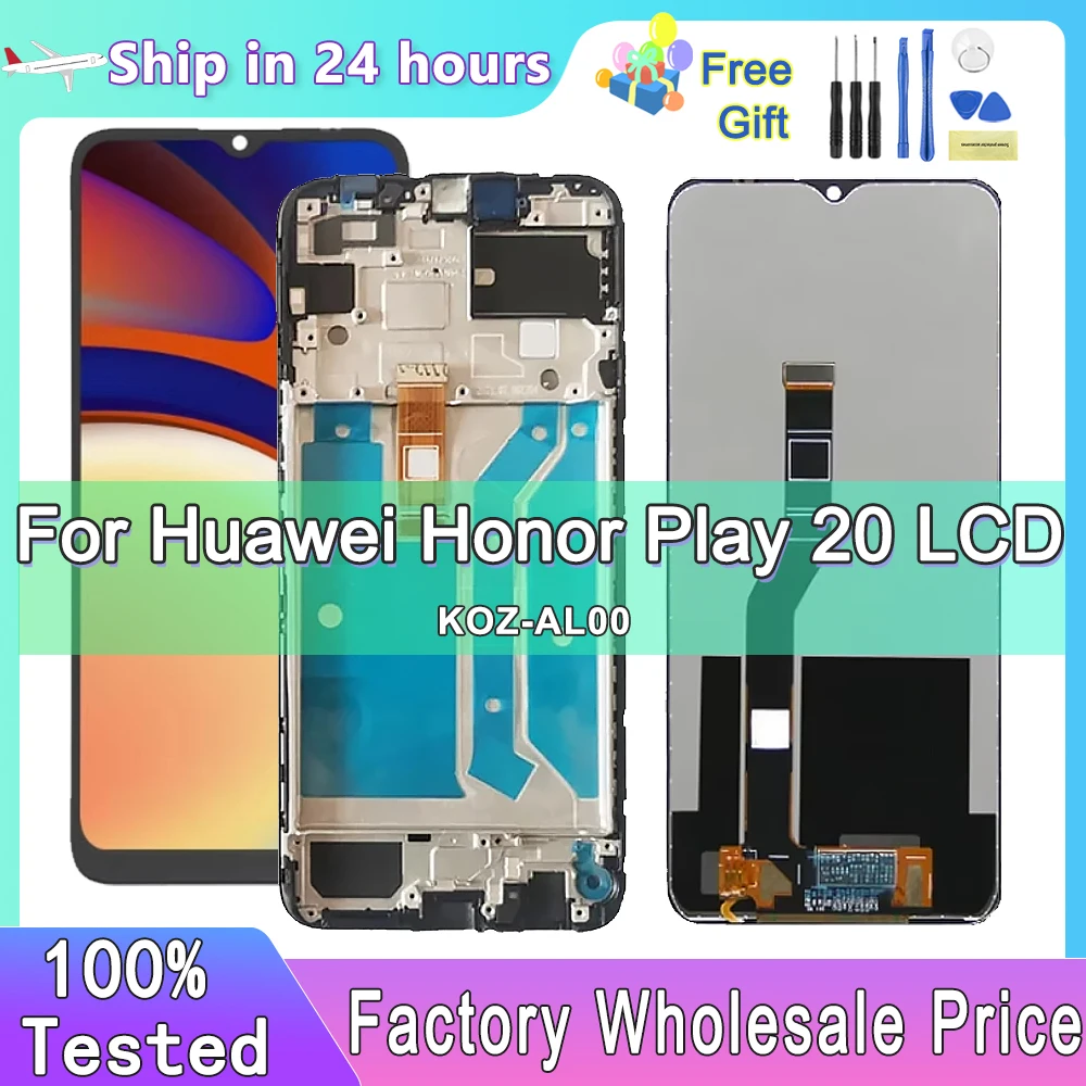 

6.52 '' AMOLED For Honor Play 20 Lcd Display Touch Screen Digitizer Assembly For Honor Play 20 KOZ-AL00 Screen With Frame