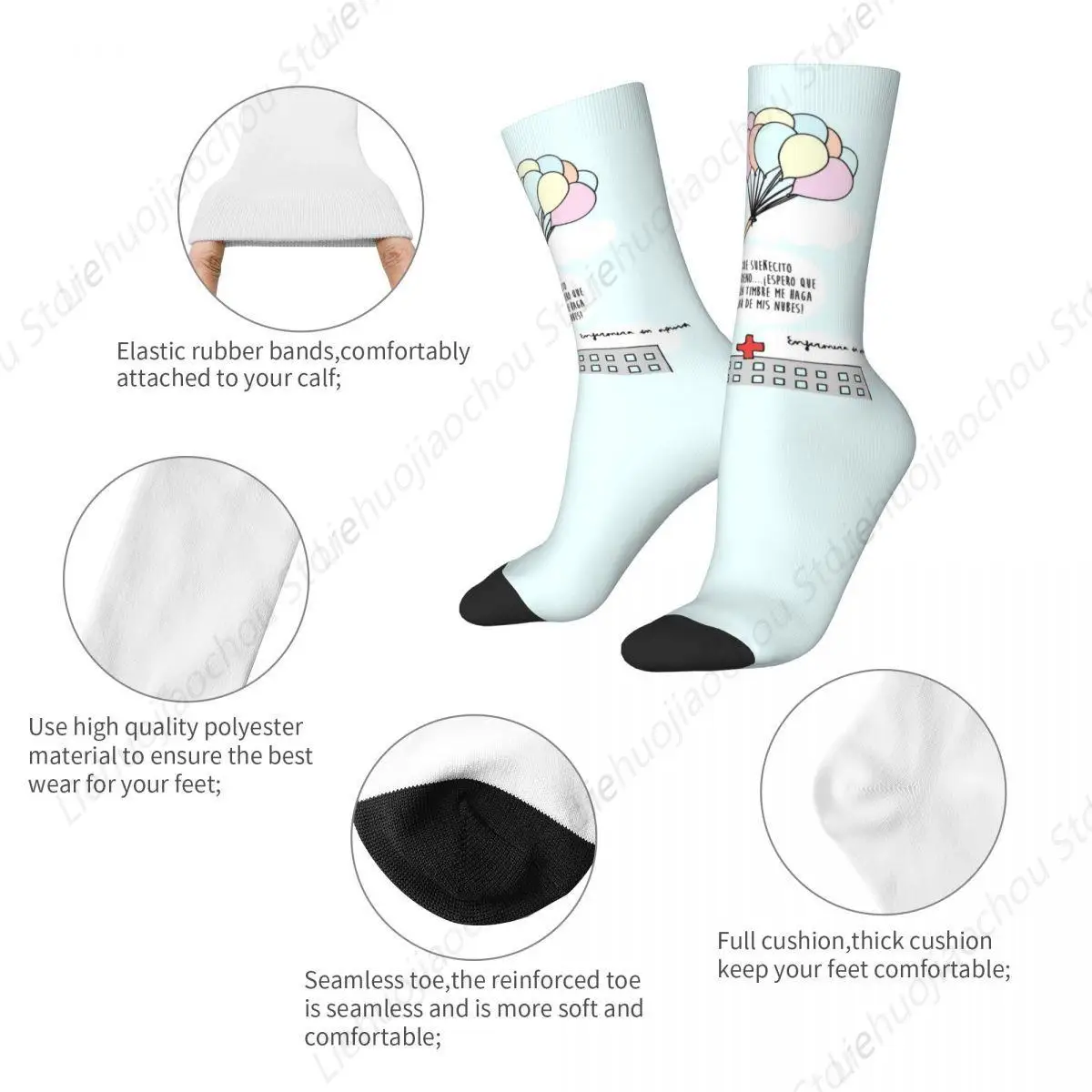 Harajuku Enfermera En Apuros Medical Soccer Socks Doctor Nurse Polyester Middle Tube Socks for Women Men Breathable