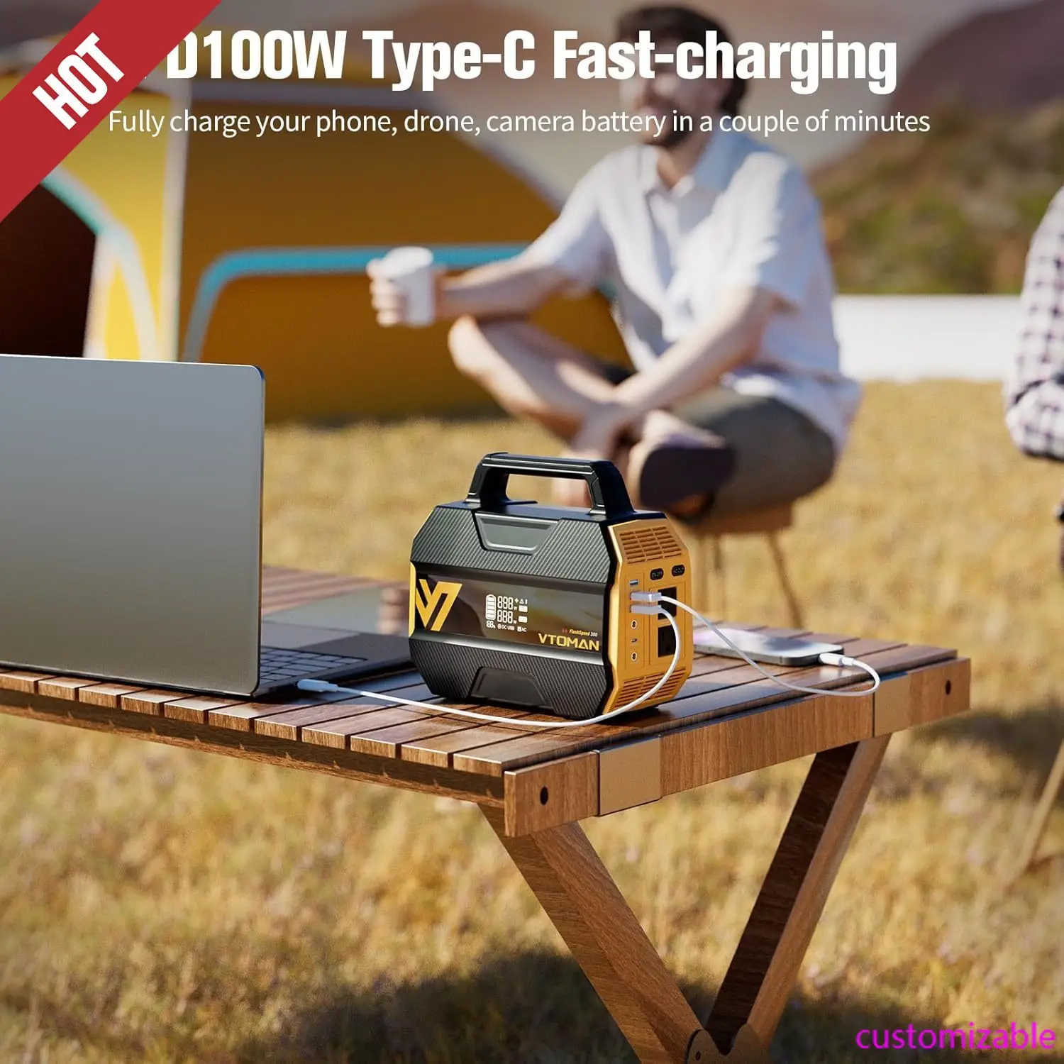 

300 Portable Power Station with 110W Solar Panel, 300W/230Wh LiFePO4 Battery Solar Generator,PD100W Type-C,3000 Cycles,6 Outlets