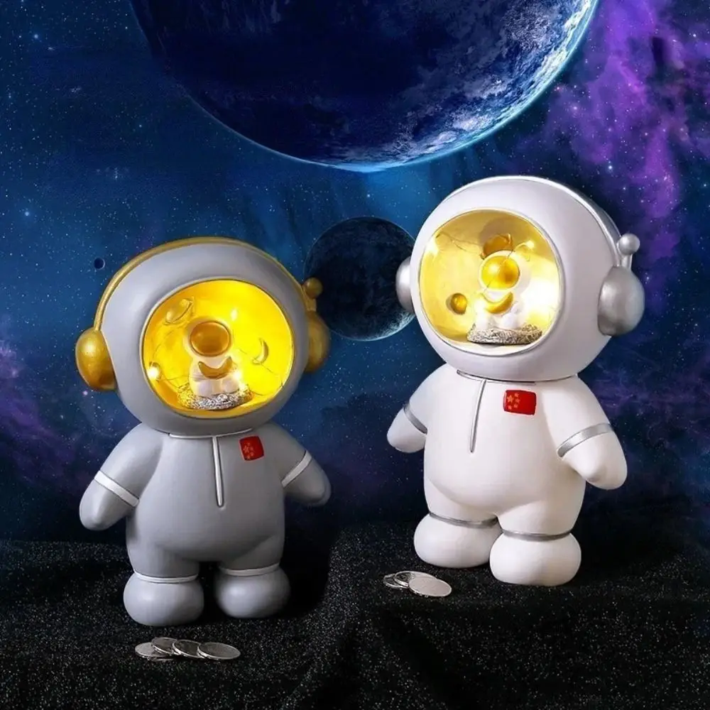 

Holiday Gifts LED Astronaut Money Box PVC Exquisite Piggy Bank Cartoon Anime Night Light Student