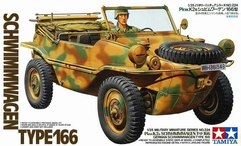 

Tamiya 35224 1/35 Military Model Kit German Pkw.K2s Schwimmwagen Type 166 Model Kit