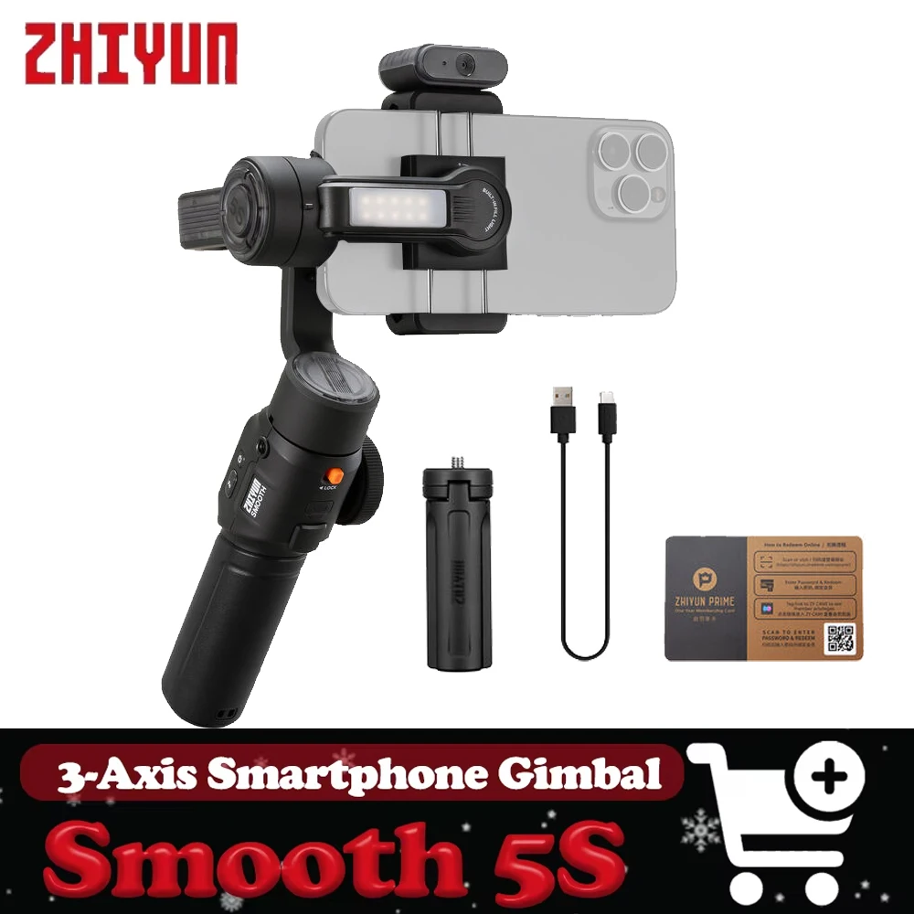 ZHIYUN SMOOTH 5S AI 3-Aixs Smartphone Gimabal 360° Rotation 26-Hour Runtime Controlled by Bluetooth for Vlogging