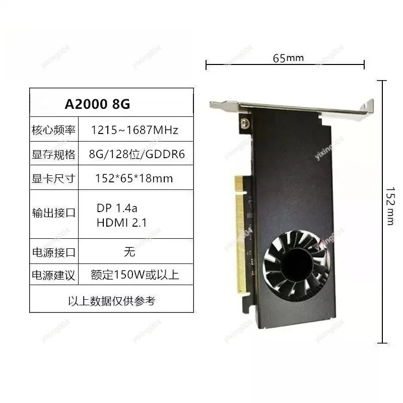 Compact Single Slot 8GB Graphics Processing Card For Small Gaming PC AI Design Workstation
