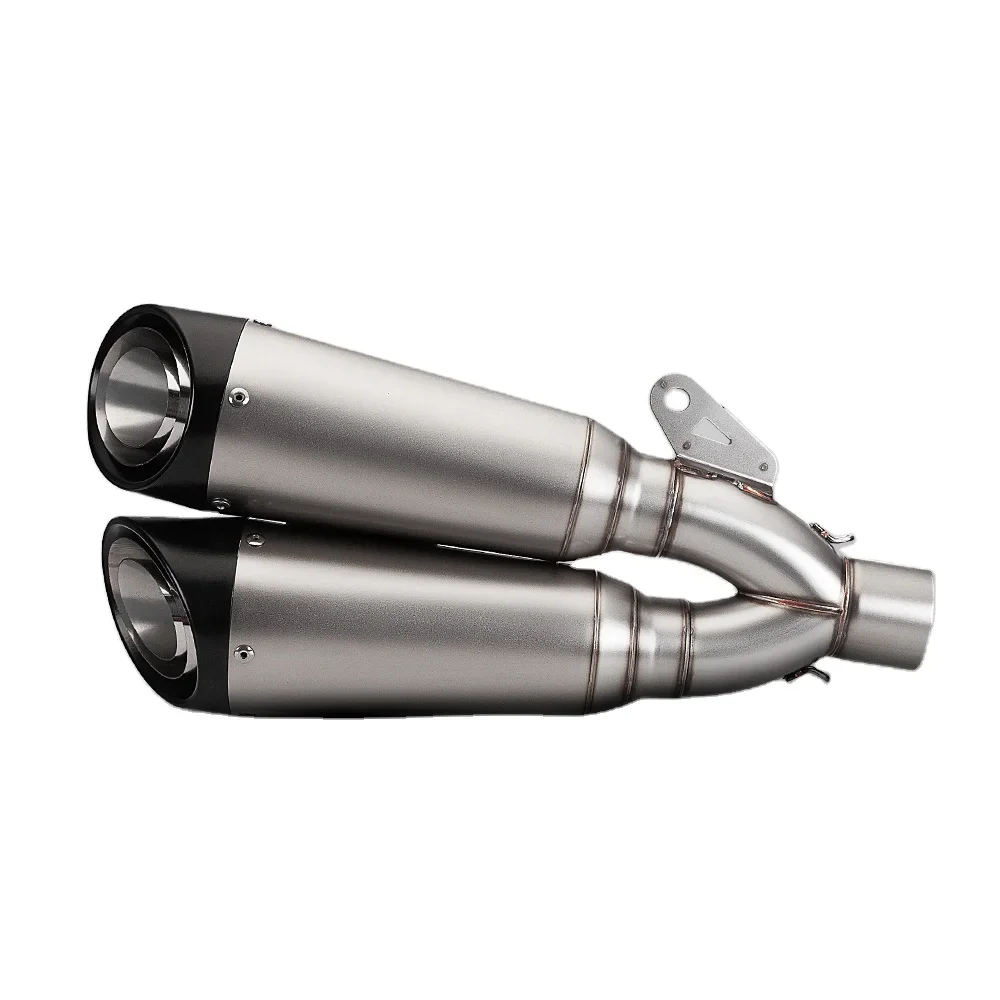 Universal 51MM Stainless Steel Motorcycle Exhaust Pipe Muffler Marked Double Escape New Condition