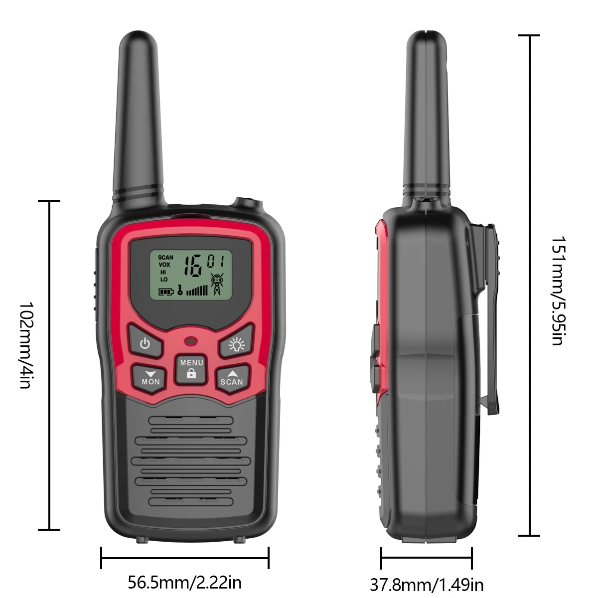 2PCS ABBREE T5 Walkie Talkie Long Range PMR/FRS VOX FlashLight Rechargable Portable Two Way Radio for Hiking Trip（No Battery）