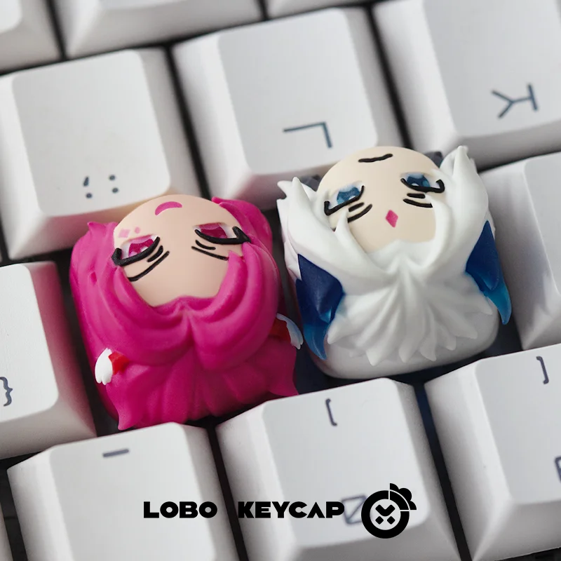 LOL Yone Jinx Kaisa Милый мультфильм Aatrox Yuumi Keycap Kawaii Seraphine Yasuo Периферия Прекрасные колпачки для клавиш League of Legends Q Version
