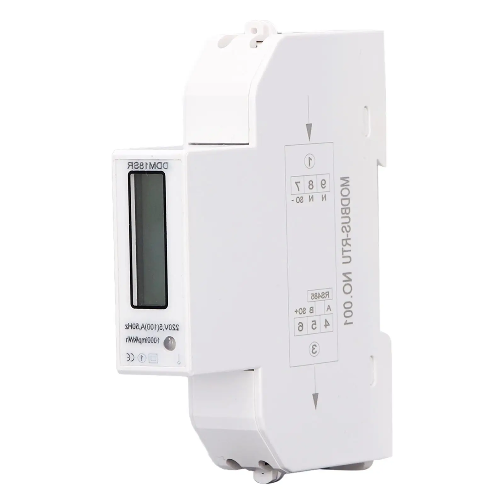 DC220V مقياس الطاقة الكهربائية شاشة الكريستال السائل مقاوم للماء عن بعد RS485 مرحلة واحدة الطاقة 5 إلى 100A جهاز تعقب الاستخدام