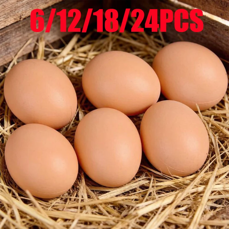 6-24PCS Fake Eggs Chicken Nest Guide Farm Animal Supplies Hen House Accessories DIY Painting Eggs for Kids Simulation Eggs