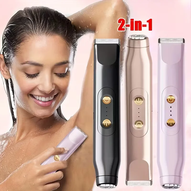 Protable 2 IN 1 Lady Electric Shaver Double Head Dual Purpose Electric Razor & Hair Trimmer For Women USB Rechargeable