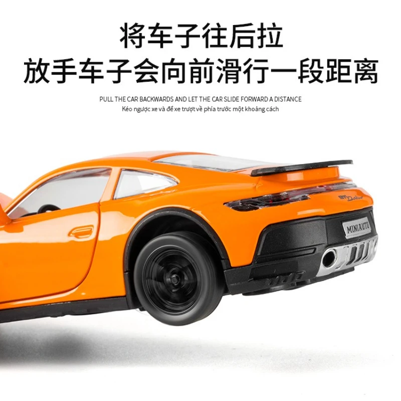 1:32 911 voiture de sport en alliage moulé sous pression modèle de voiture son et lumière retirer jouet pour enfants à collectionner cadeau d'anniversaire