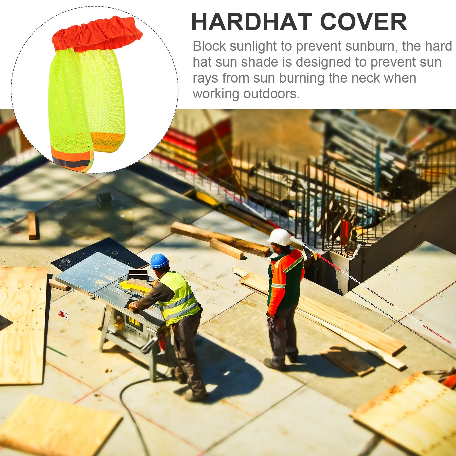

2Pcs Reflective Stripe Cover Mesh Sunshade Neck Shield High Visibility Hardhat Cover Construction