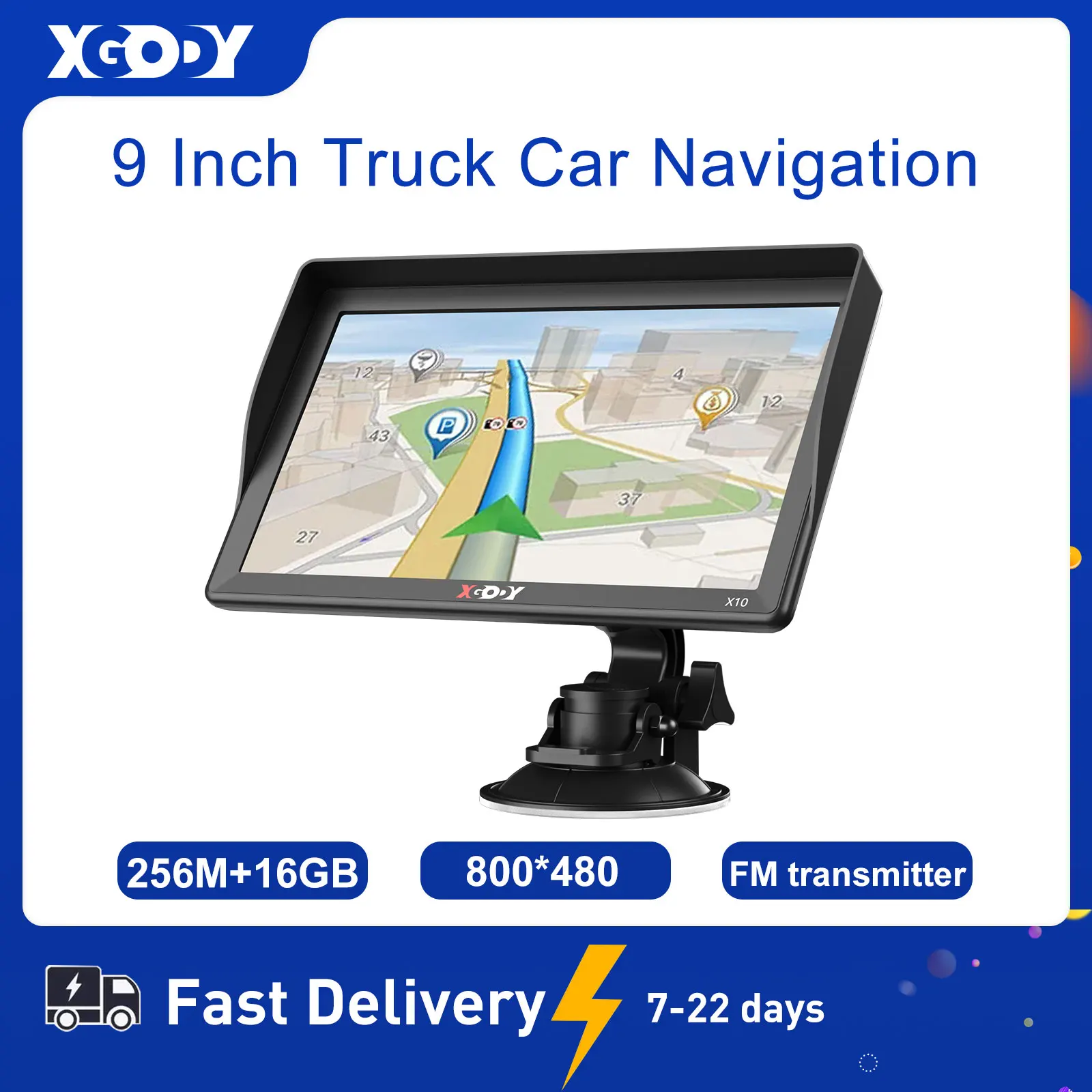 XGODY X10 Navigation Car GPS 9 Inch Truck Car 256M+16GB 9