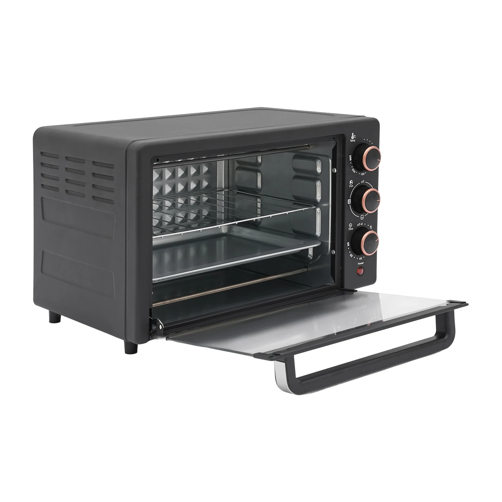 فرن كونترتوب كهربائي 22 لتر، محمصة خبز 1000 وات مع مؤقت 60 دقيقة، 4 أنابيب تسخين للمطبخ الصغير