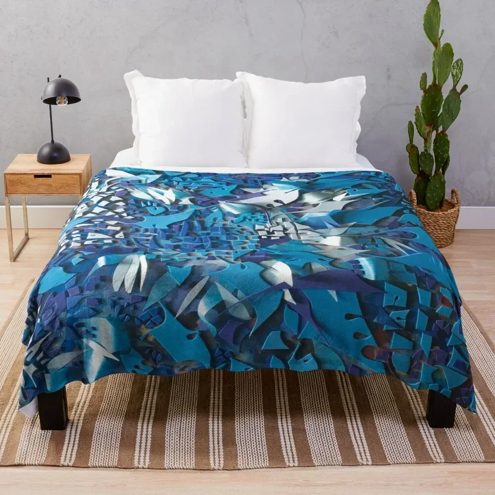 

Frost- Floral Abstract Mosaic Collage Throw Blanket Air Conditioner Soft Blanket for Office Home