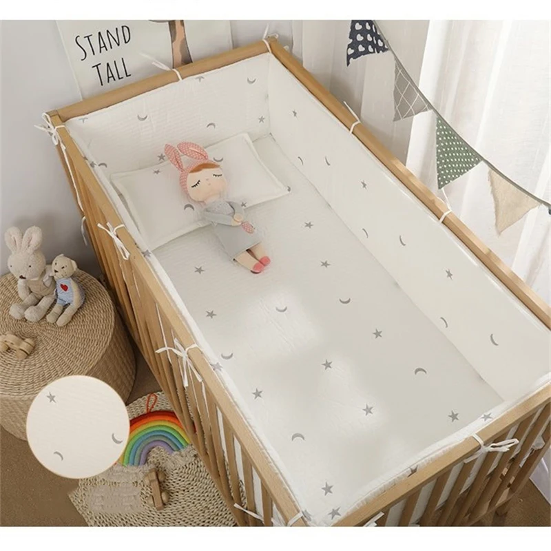 Detachable Washable Anti-collision Newborn Bed Bumper Embroidery Crib Bumper Four Seasons Universal Cotton Children's Bed Bumper