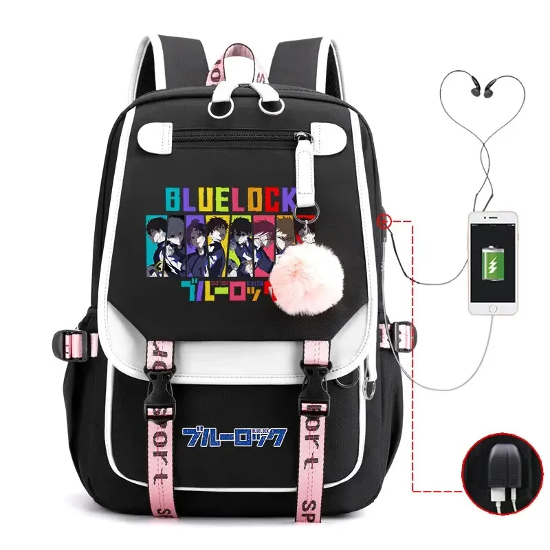 Anime Blue Lock Isagi Yoichi Chigiri Hyoma Backpack Teenarges Schoolbag USB Laptop Bag Child Boys Rucksack Travel Outdoor Bags