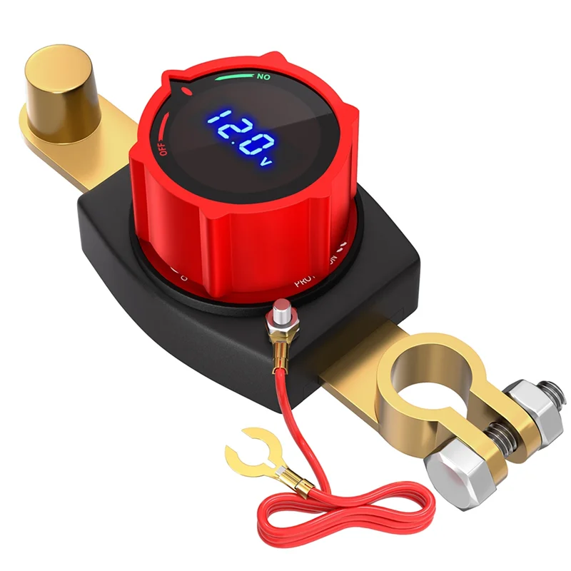 VOFUN-Auto Batterij Terminal Kit 12 V-48 V Top Post Aan Uit Schakelaar W/Voltmeter Messing Positieve Negatieve Stroomverbindingen