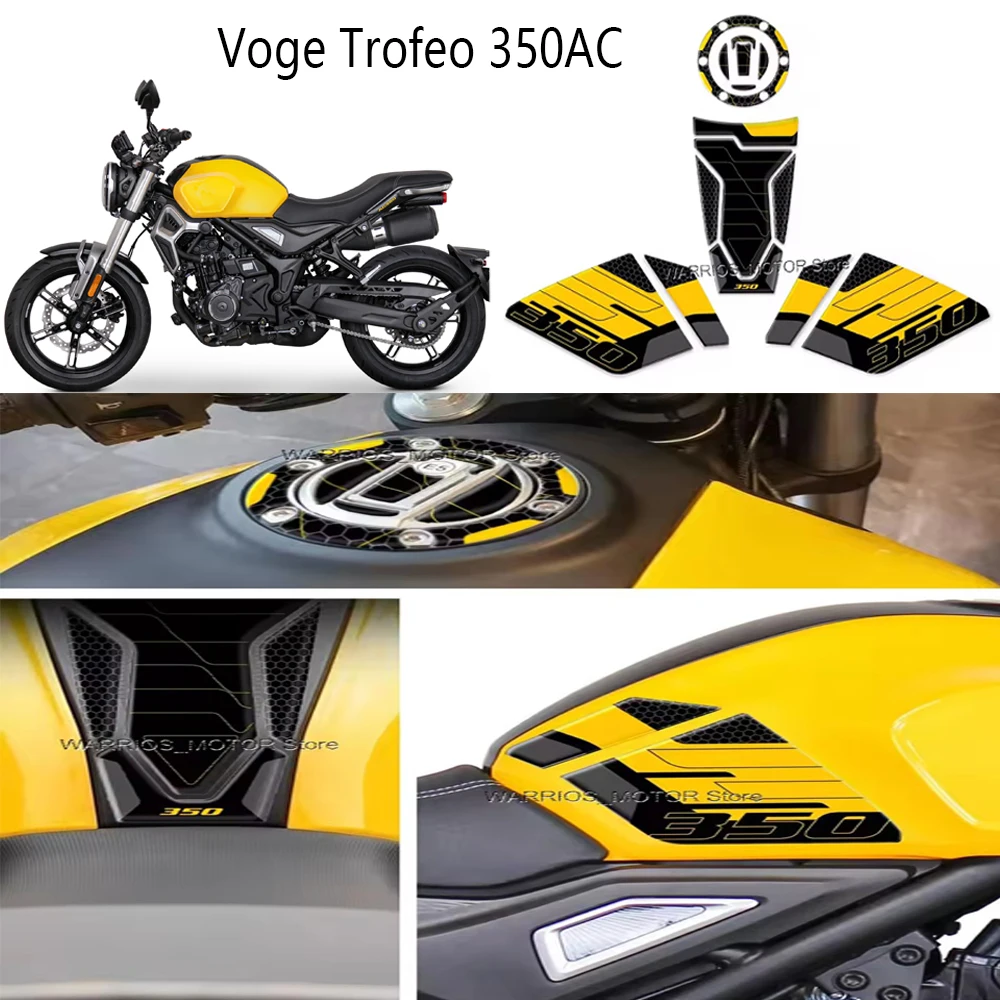 Motorcycle Fuel Tank Pad Sticker For Voge Trofeo 350AC 2022 Waterproof Scratch-Resistant 3D Resin Protective Stickers Kit