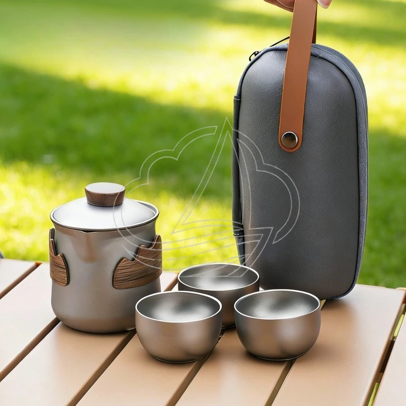 

Portable Pure Titanium Tea Set, 320ML Anti-scald High Temperature Resistant Teapot for Travel Office