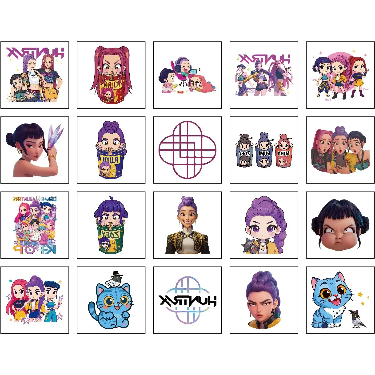 20 قطعة/المجموعة الكرتون Kpop شيطان الصيادين المؤقتة الوشم ملصق رومي لطيف مقاوم للماء الوشم لهدية حفلة مضحكة