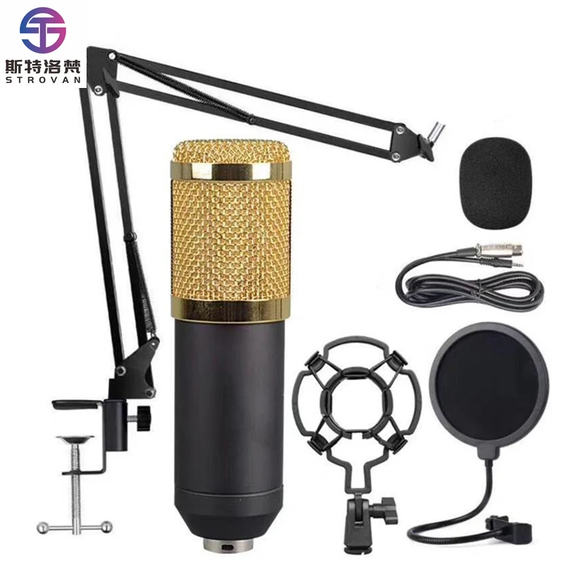 Kit de Equipamentos para Podcast: Microfone com Cancelamento de Ruído, Suporte, Filtro Anti-Pop, Microfone com Fio para Jogos, Podcasting e Transmissão ao Vivo