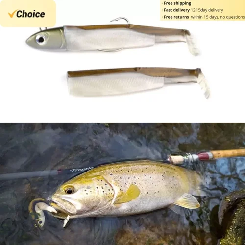 Imagen 1 del producto TSUYOKI-señuelo de pececillo negro para pesca, 5g/10g/15g/25g/40g, cabeza JIgging, cebo de silicona suave, Wobblers para Lucio, Leurre, fácil brillo