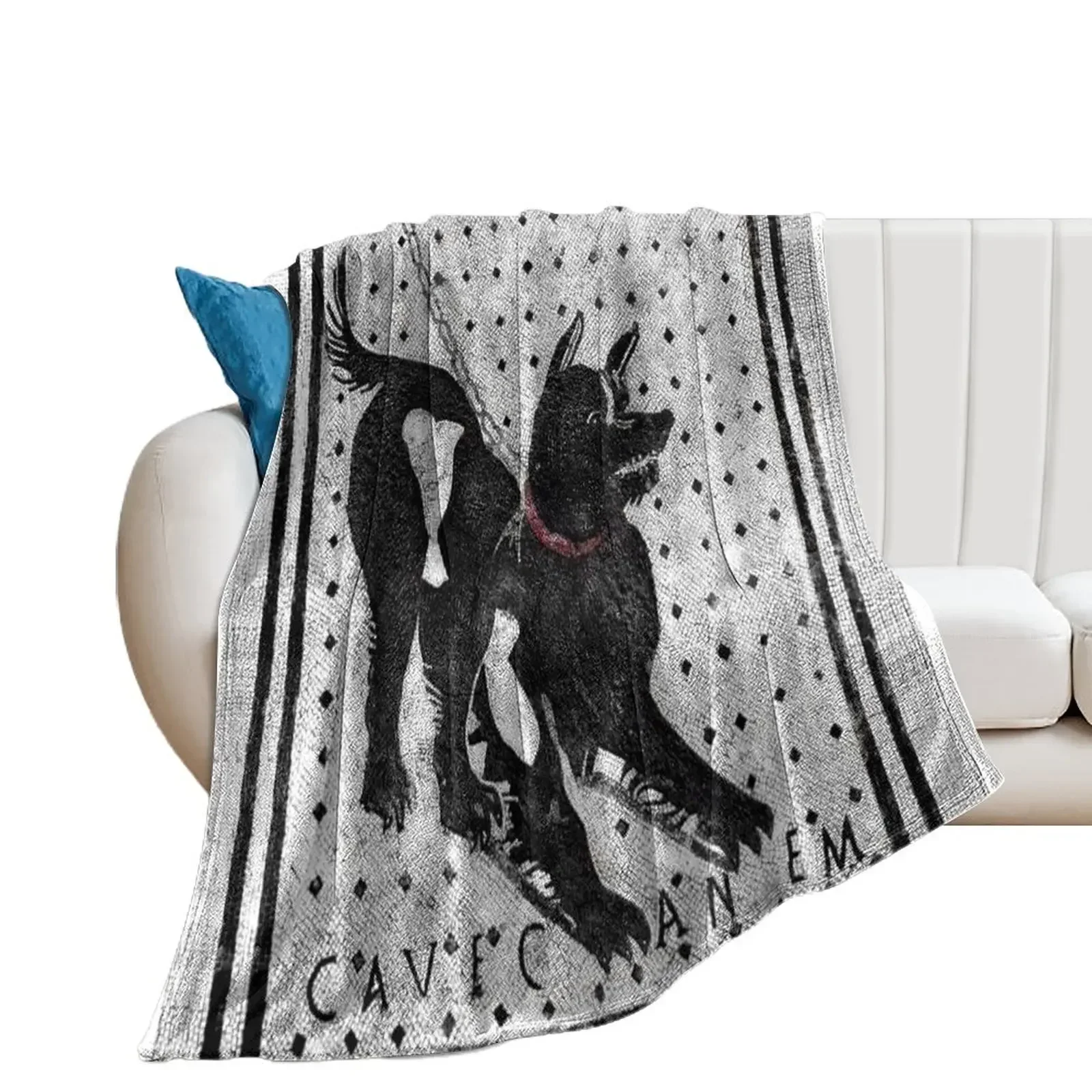 

Cave Canem - Beware of Dog - Pompeii Latin Mosaic Throw Blanket Bed Fashionable Stuffeds Plush Blankets