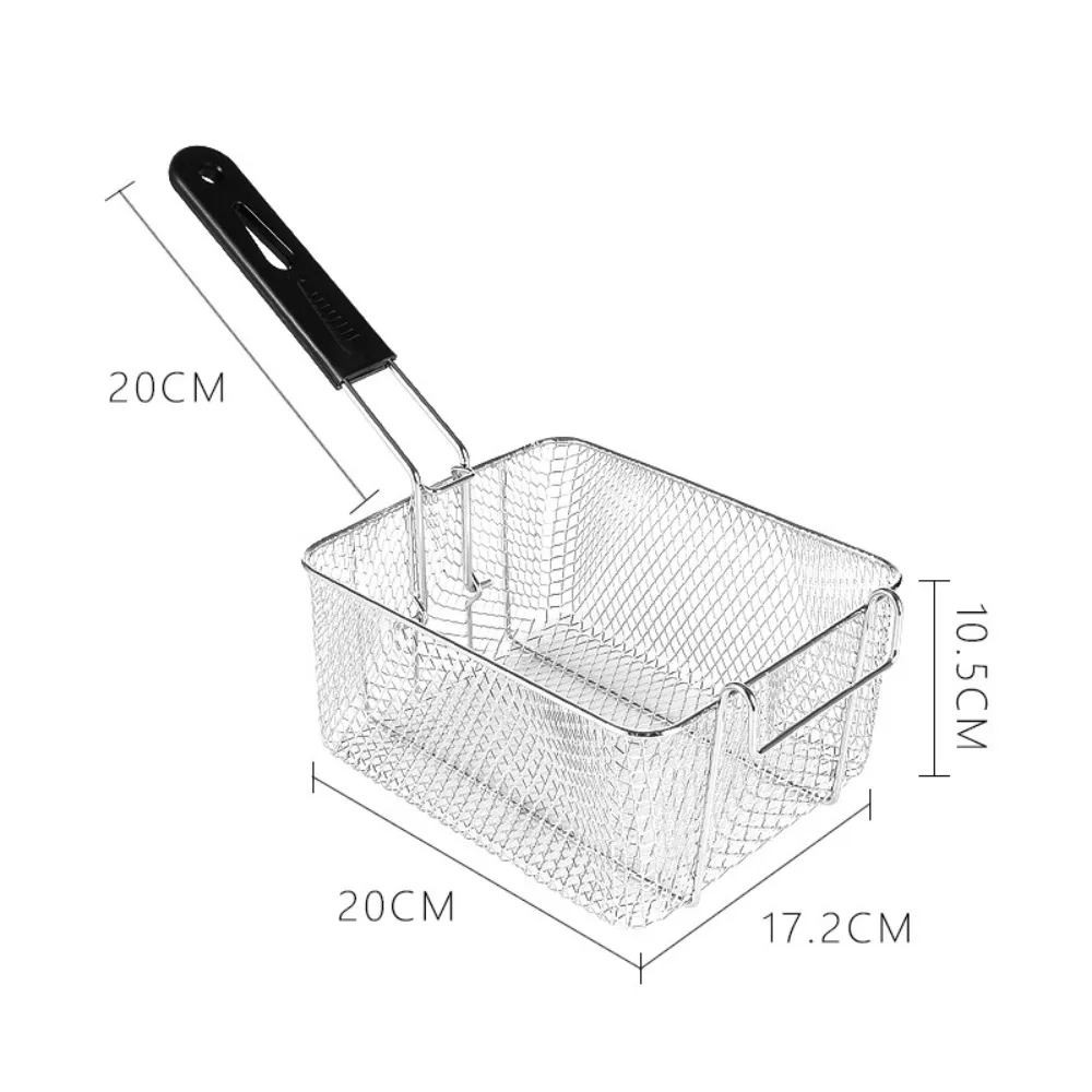 Durable Stainless Steel Frying Mesh Basket Hangable Large Capacity Filter Net Square Frying Net for Fry Chicken Fries
