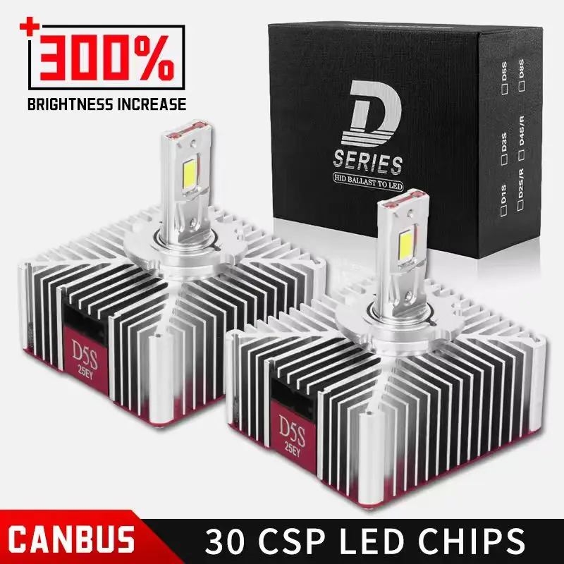 2PCS D5S LED Car Headlights Bulbs Turbo Lights D1S D2S/R D3S D4S/R D8S 45W 12000LM Headlamp 6000K Plug&Play HID Conversion Kit