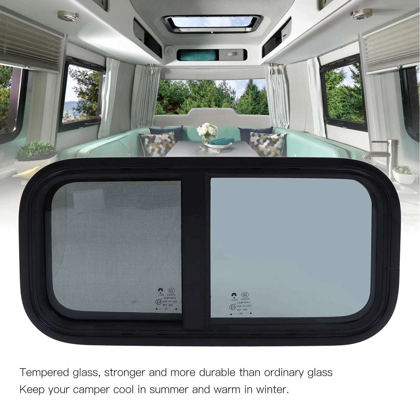 

Window RV Window 600x300mm RV Window with Screen Vertical Horizontal Sliding for Campers Trailers Construction Vehicles