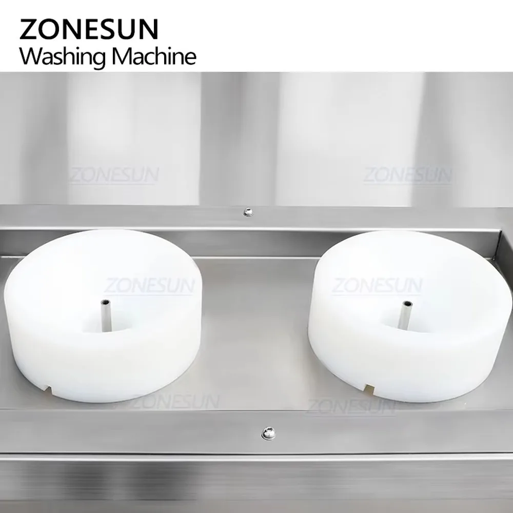 ZONESUN ZS-WB2S Semi Automatic Double Head Bottle Washer Small Water Honey Juice Glass Bottle Washing Rinsing Machine