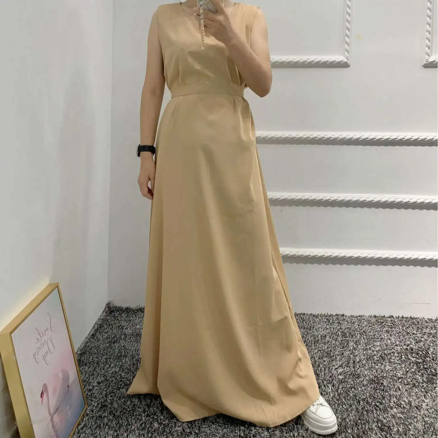 

2025 Hot Selling Saudi Arabian Muslim Women's Sleeveless Interior Long Dress Versatile Dress Ramadan Dubai Luxury Islam Elegant