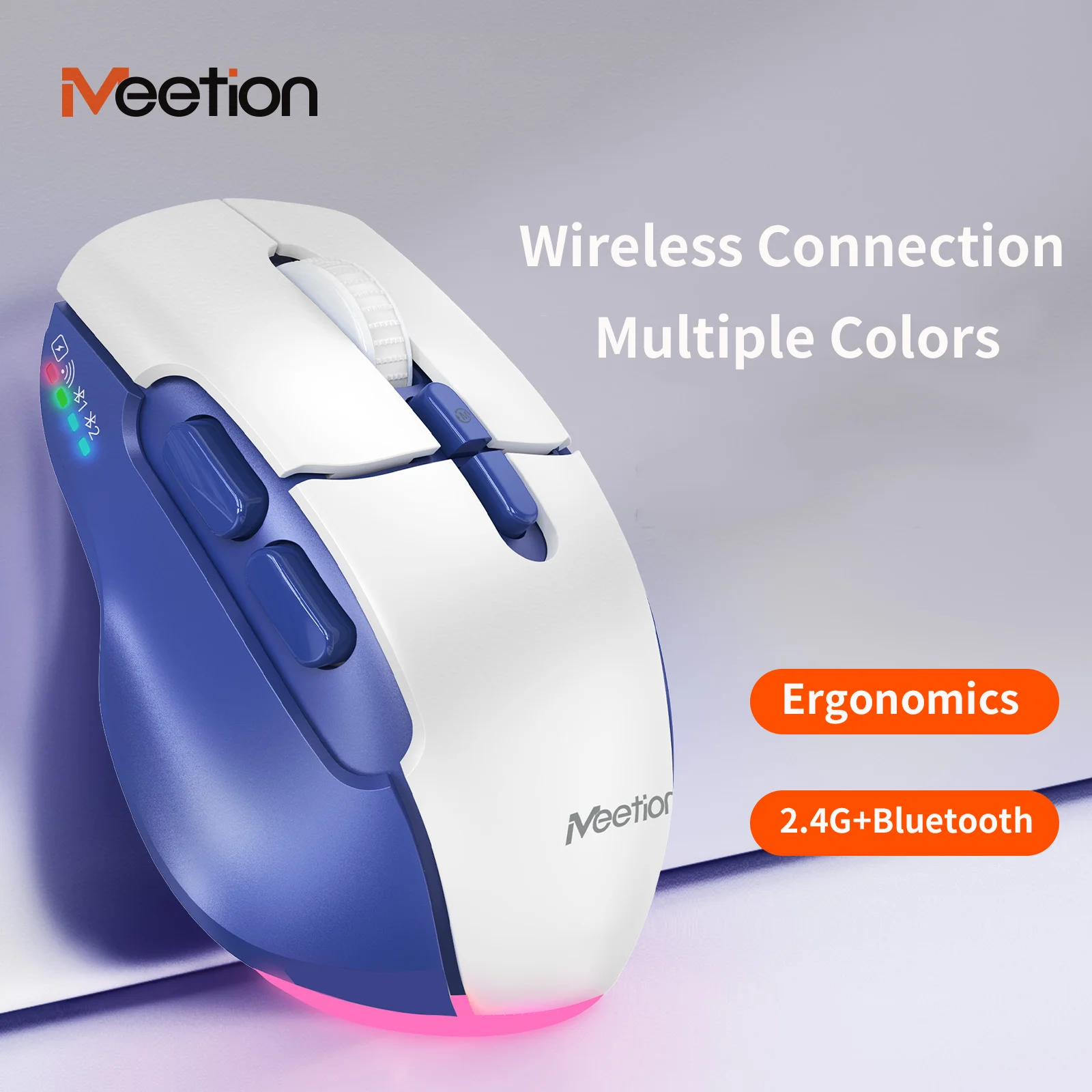 

Wireless Dual-mode Mouse Rechargeable With Side Keys DPI Adjustable Wireless 2.4G 2 Bluetooth Mute Button Plug And Play Mause