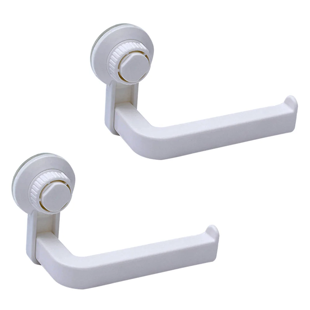 

2pcs Suction Cup Toilet Roll Holder Wall Mounted Tissue Organizer Stick On Glass Door Ceramic No Drill Easy Install Space Saving