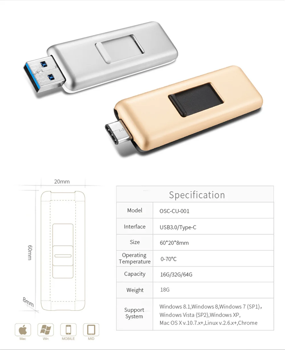 Unidad Flash USB OTG tipo C, Pendrive para teléfono inteligente/PC Android 128GB 64GB 32GB 16GB, Pendrive 3,0 para dispositivo tipo C