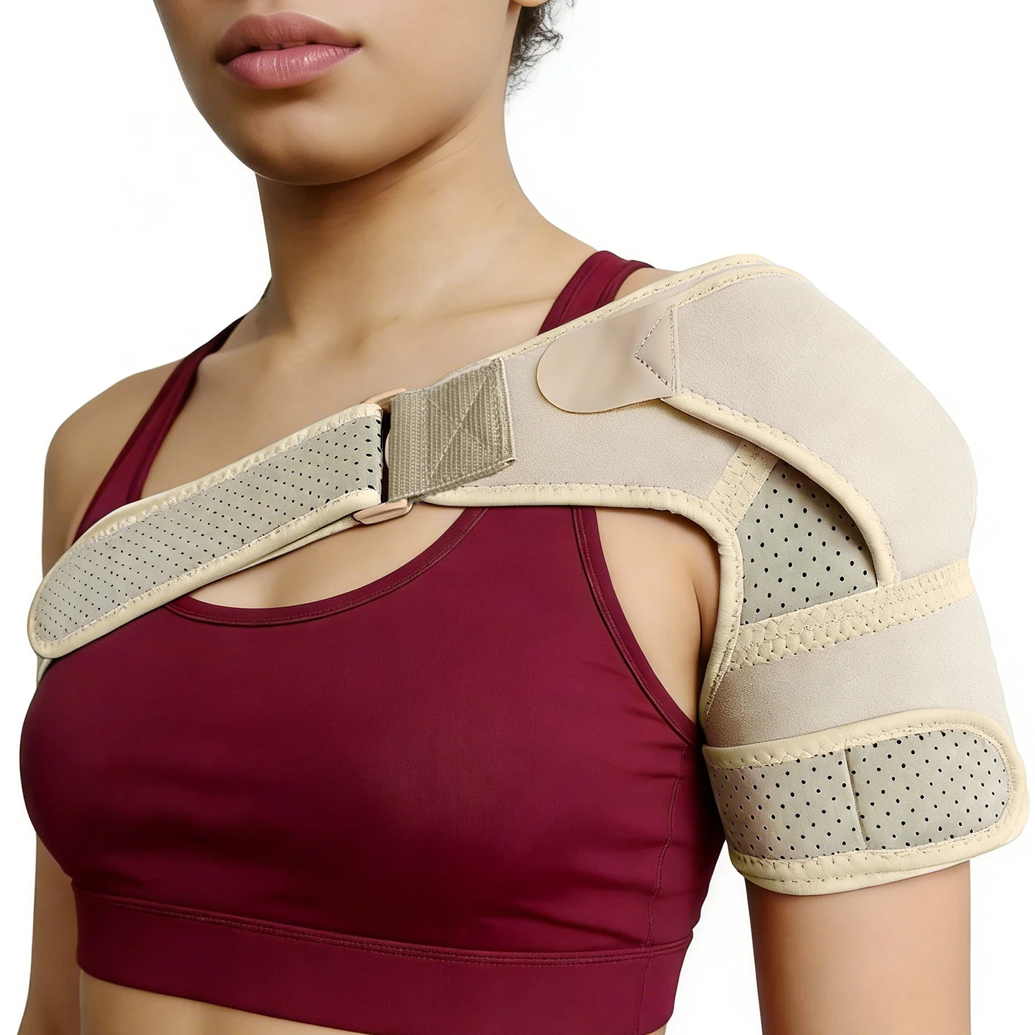 Shoulder Brace Adjustable Support Sleeve for Torn Rotator Cuff Relief&AC Joint ,Compression Brace for Men Women,Left/Right Fit