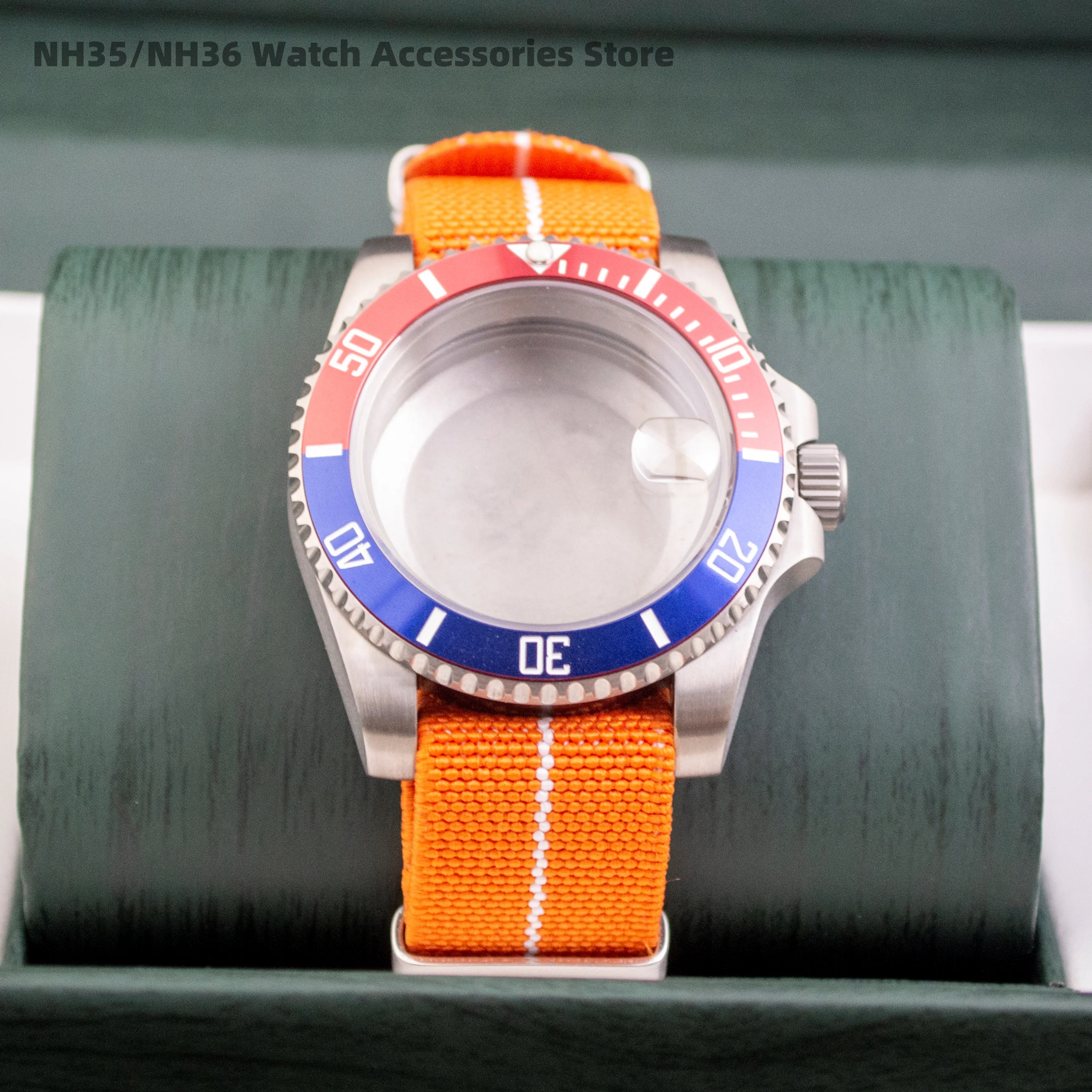

40mm Titanium Case Nylon Strap For NH35 NH36 Sapphire Glass SUB GMT Yacht-master Titanium Watch Case ETA2824 Case