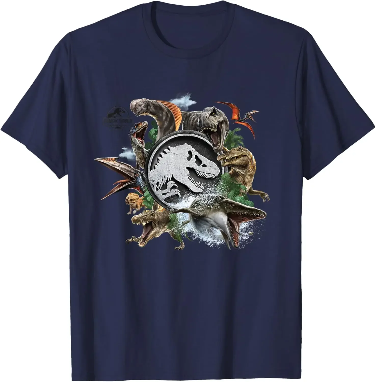

Jurassic World Rebirth Circle Logo Dinosaurs T-Shirt